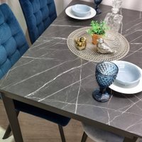 Кухонный стол Виста Аxен-2 70x110/160 (мрамор черный/муар черный)