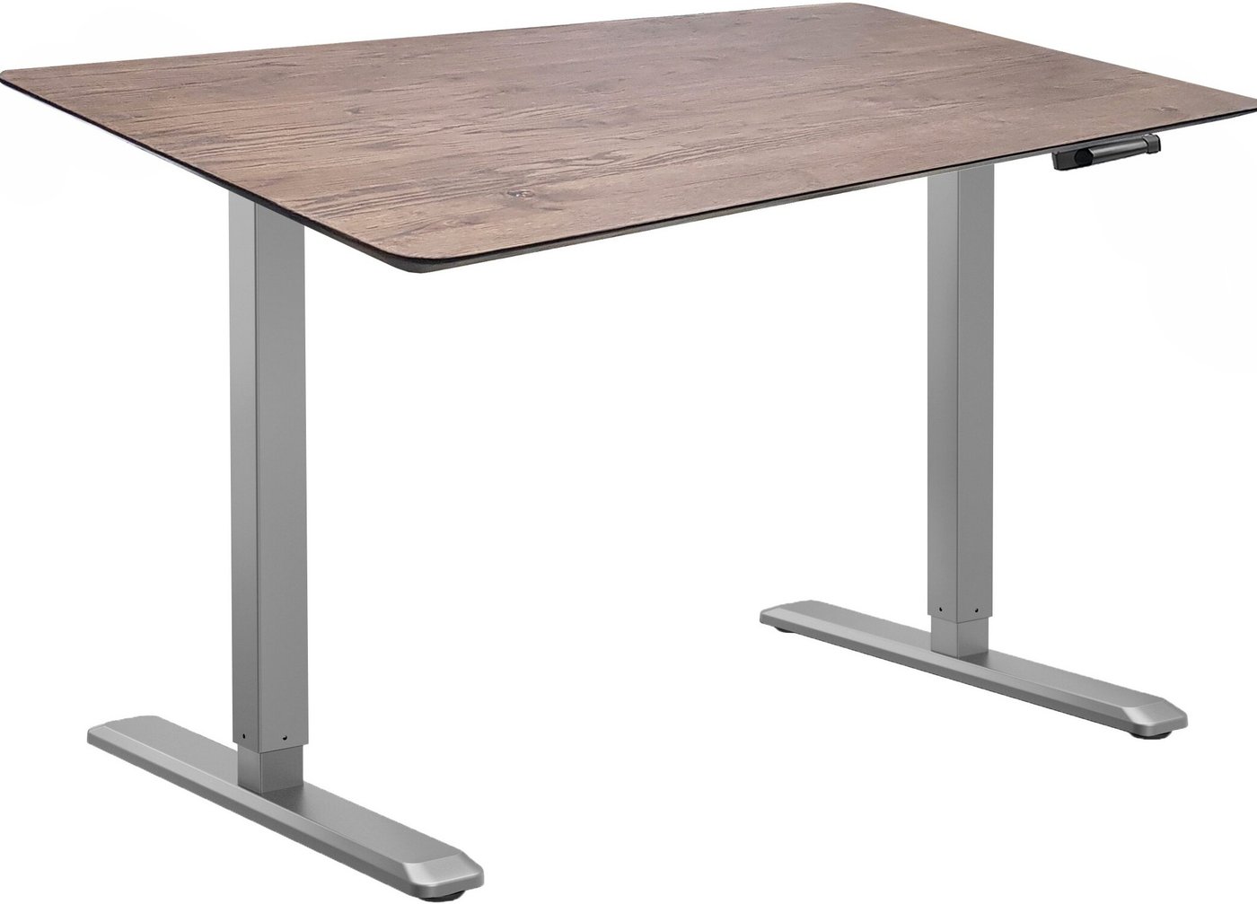 Стол с регулировкой высоты ErgoSmart Wooden Manual DESKFIT DF100 1300х750х27 мм (скошенный край, дуб мореный/серый)