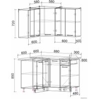 Готовая кухня Интерлиния Мила Лайт 1.2x1.2 (дуб золотой)