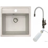 Кухонная мойка БелЭворс Rio + смеситель W74004-3 + дозатор L405H (белый)