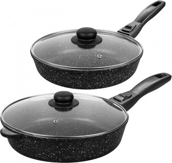 Набор сковород Elan Gallery Гармония вкуса 120134+2 (черный мрамор)