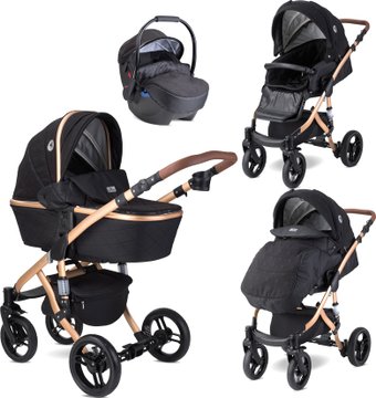 Универсальная коляска Lorelli Rimini Premium (3 в 1, black)