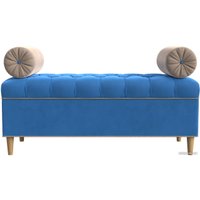 Банкетка Лига диванов Глория 113658 (велюр голубой/бежевый/бежевый)