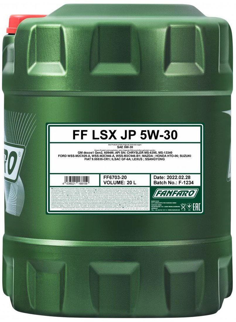 

Моторное масло Fanfaro LSX JP 5W-30 20л
