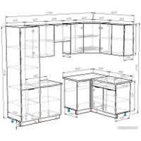 Готовая кухня ВерсоМебель Эко-2 1.4x2.7 правая (дуб крафт золотой/антрацит/ст.золотистый дуб)