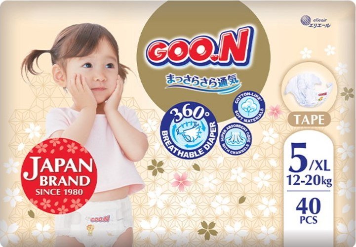 

Подгузники Goo.N Premium Soft 5 XL 12-20 кг (40 шт)