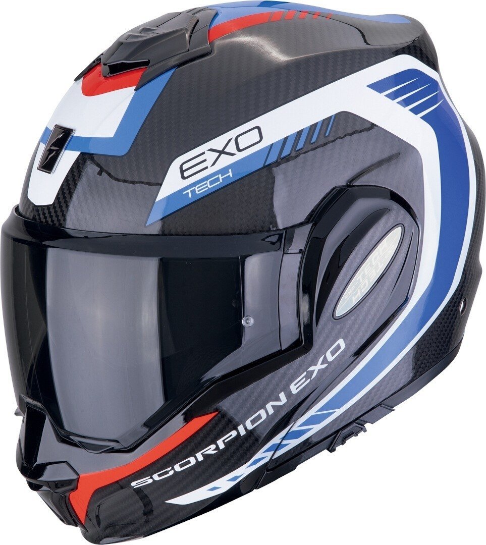 

Мотошлем Scorpion Exo Exo-Tech Evo Carbon Cosy (р. L, карбон/синий/красный)