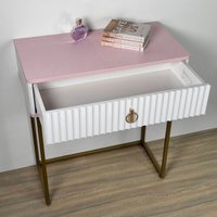 Туалетный столик без зеркала Shtabe Royal 5115 эко (зефир/золото/р.золото)