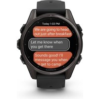 Умные часы Garmin Fenix 8 Sapphire 43мм (титановый угольно-черный DLC, пепельно-серый ремешок)