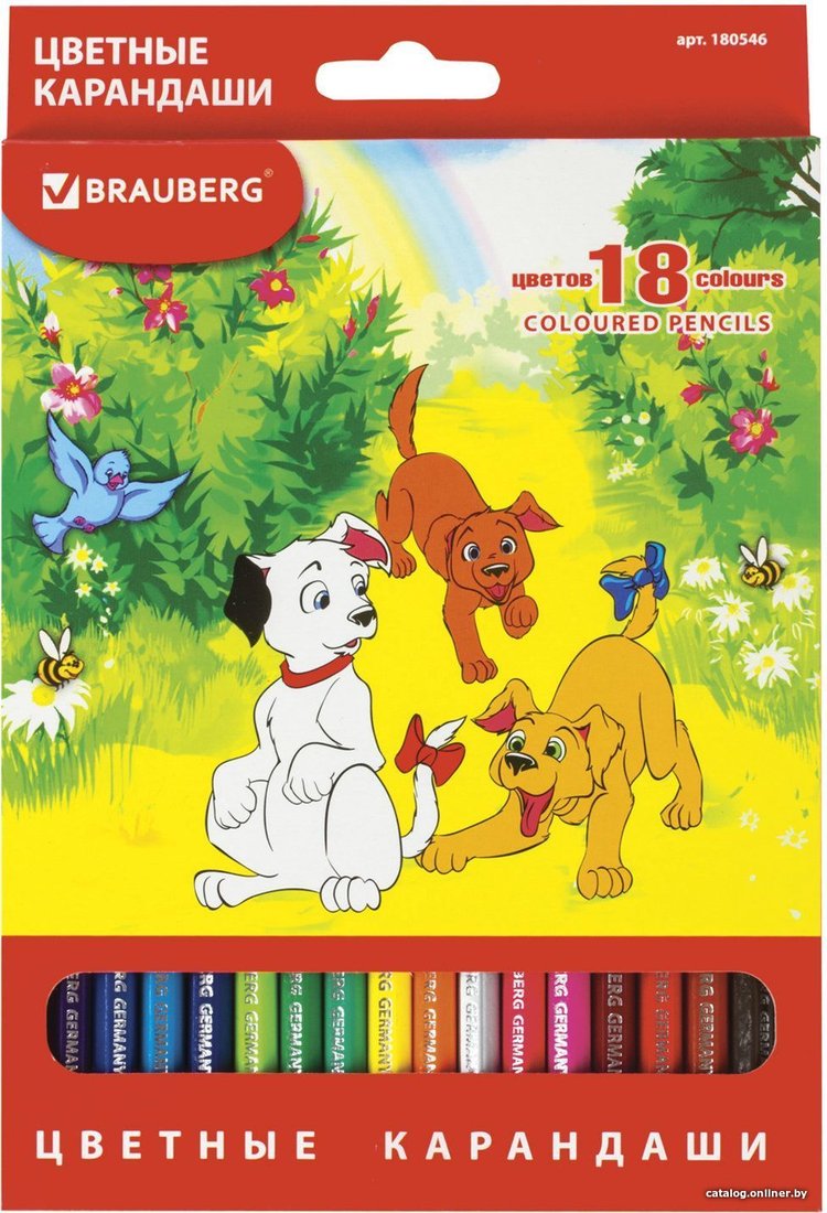 Набор цветных карандашей BRAUBERG My lovely dogs 180546 (18 шт.)