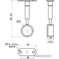Держатель для трубы Tris 936A (дистанционный непроходной)