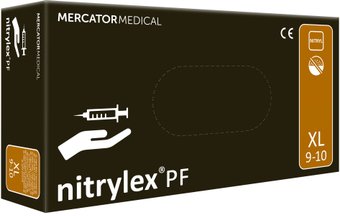 Нитриловые перчатки Mercator Nitrylex PF (XL, 100 шт, черный)