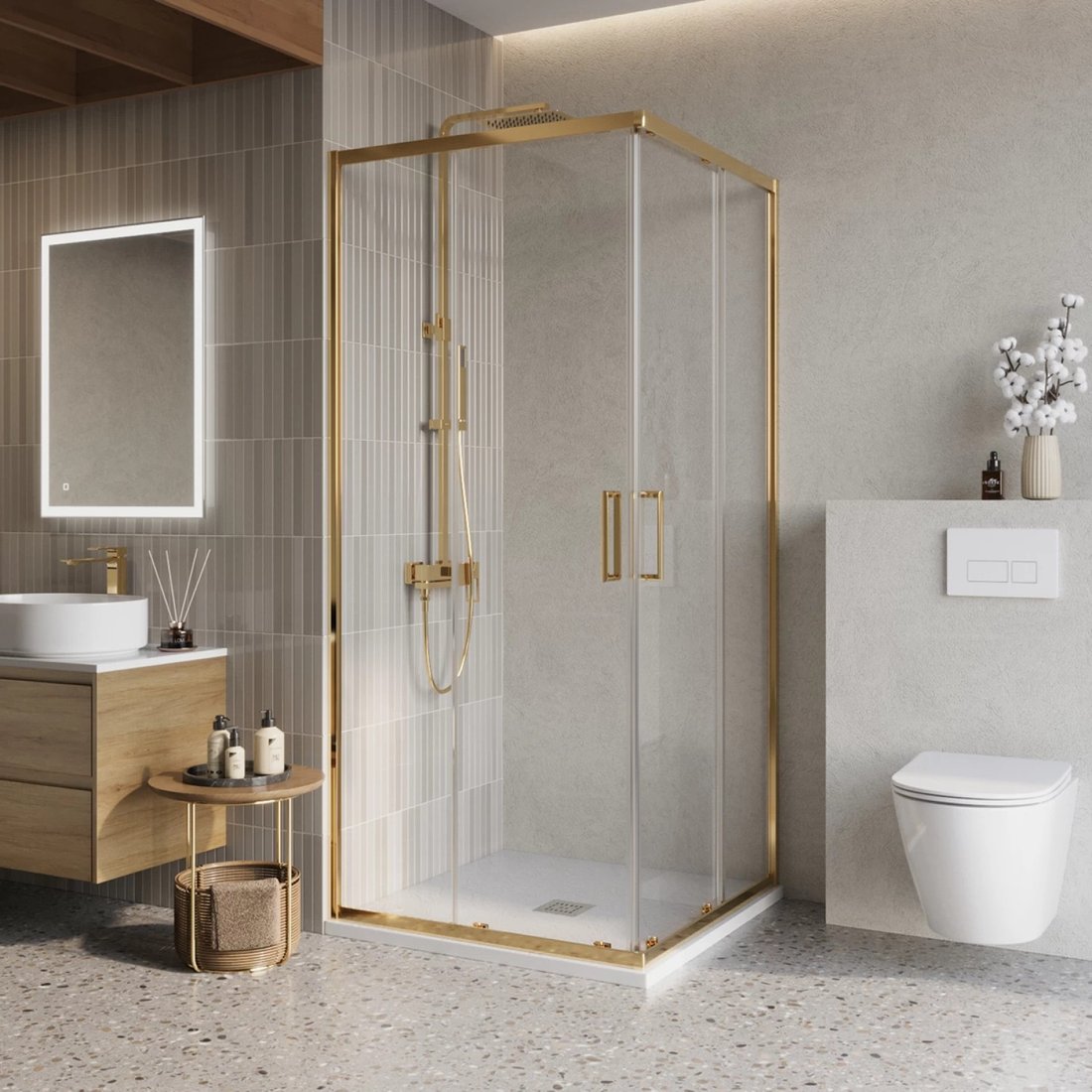 

Душевой уголок BelBagno LUCE-A-2-90-C-ORO