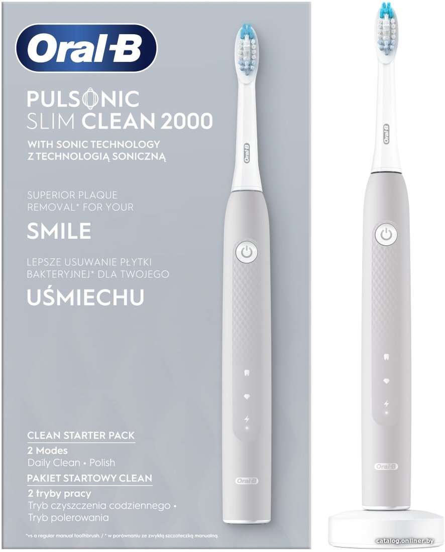 Электрическая зубная щетка Oral-B Pulsonic Slim Clean 2000 (серый)