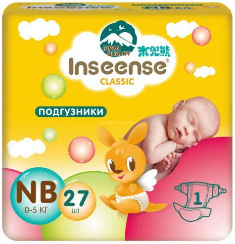 

Подгузники Inseense Classic NB 0-5 кг (27 шт, желтый)