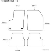 Комплект ковриков для авто Alicosta Peugeot 3008 16- (салон, ЭВА ромб, серый)
