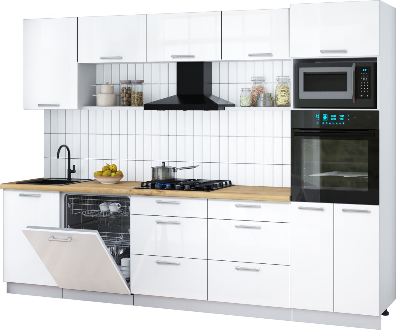 

Готовая кухня Интерлиния Мила Gloss 2.9-ПМ1 (белый глянец/белый глянец/дуб бунратти)