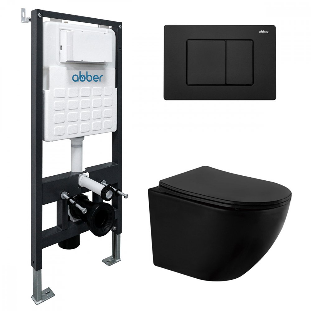 

Унитаз подвесной Abber Bequem AC1100MB-AC0105-AC0120MB (с кнопкой смыва)