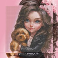 Алмазная мозаика  Феникс+ Брюнетка с собачкой 68613