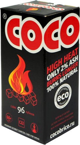 Уголь для кальяна Cocobrico Кокосовый 22 мм 96 шт