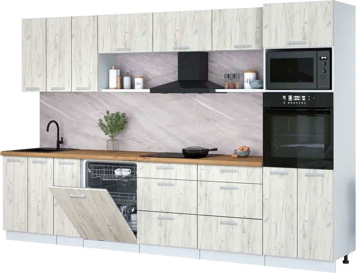 

Готовая кухня Интерлиния Мила Лайт 3.3-ПМ1-2 (дуб белый/дуб белый/дуб бунратти)