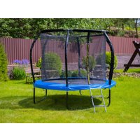 Батут GetActive Jump PRO 8FT с лестницей и внутренней сеткой (синий)