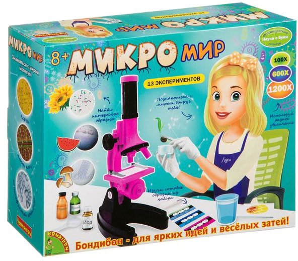 

Детский микроскоп Bondibon Науки с Буки Микромир 13 экспериментов ВВ3379