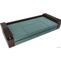 П-образный диван Лига диванов Майами 103045 (велюр/экокожа, бирюзовый/коричневый)