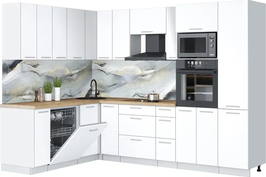 

Готовая кухня Интерлиния Мила Лайт 1.896х2.78 (белый платинум/белый платинум/дуб бунратти)