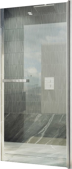 Душевая дверь MaybahGlass 80x198 MGD-447-5 (бесцветное стекло/хром матовый)