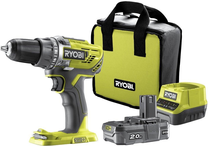 

Дрель-шуруповерт Ryobi R18DD3-120S 5133003347 (с 1-м АКБ 2.0 Ah, сумка)