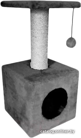 Домик Cat House с полкой 0.65 (сизаль серый)