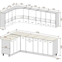 Готовая кухня Кортекс-мебель Корнелия Экстра 1.5x2.5 м (венге светлый/венге/королевский опал)