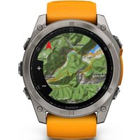 Умные часы Garmin Fenix 8 Sapphire 51мм (титановый, оранжевый силиконовый ремешок)