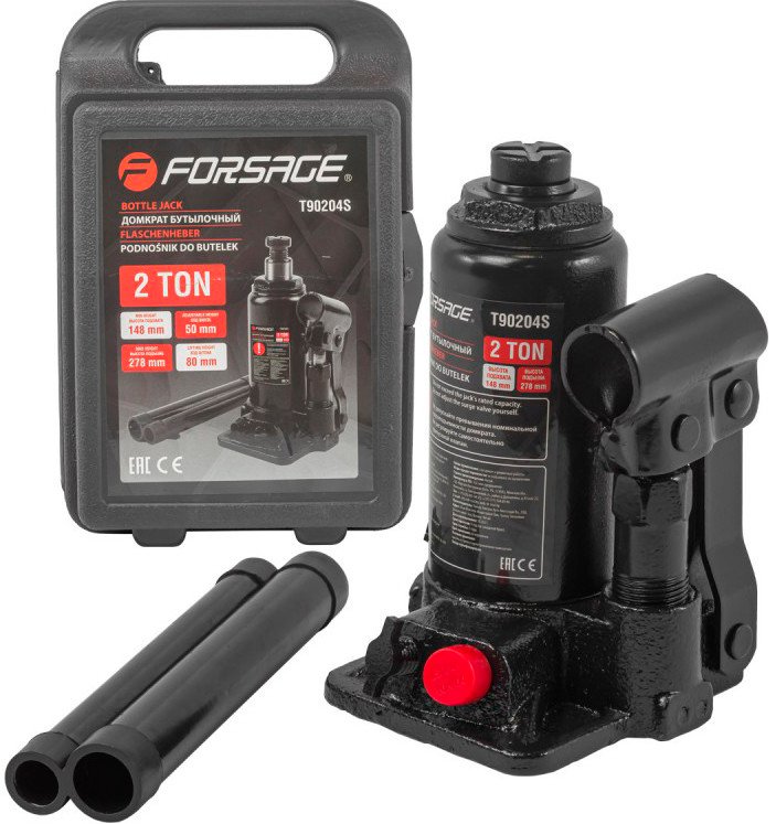

Бутылочный домкрат FORSAGE F-T90204-S(DS) 2т в кейсе