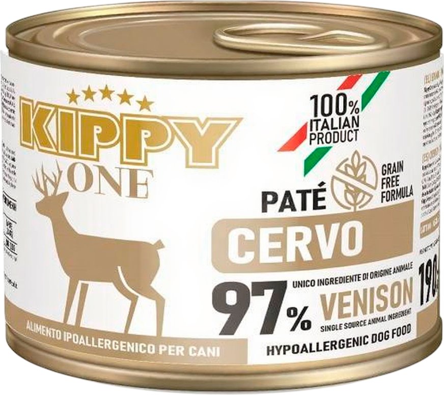 

Консервированный корм для собак Kippy One Monoprotein Hyppoallergenic для всех пород Оленина 200 г