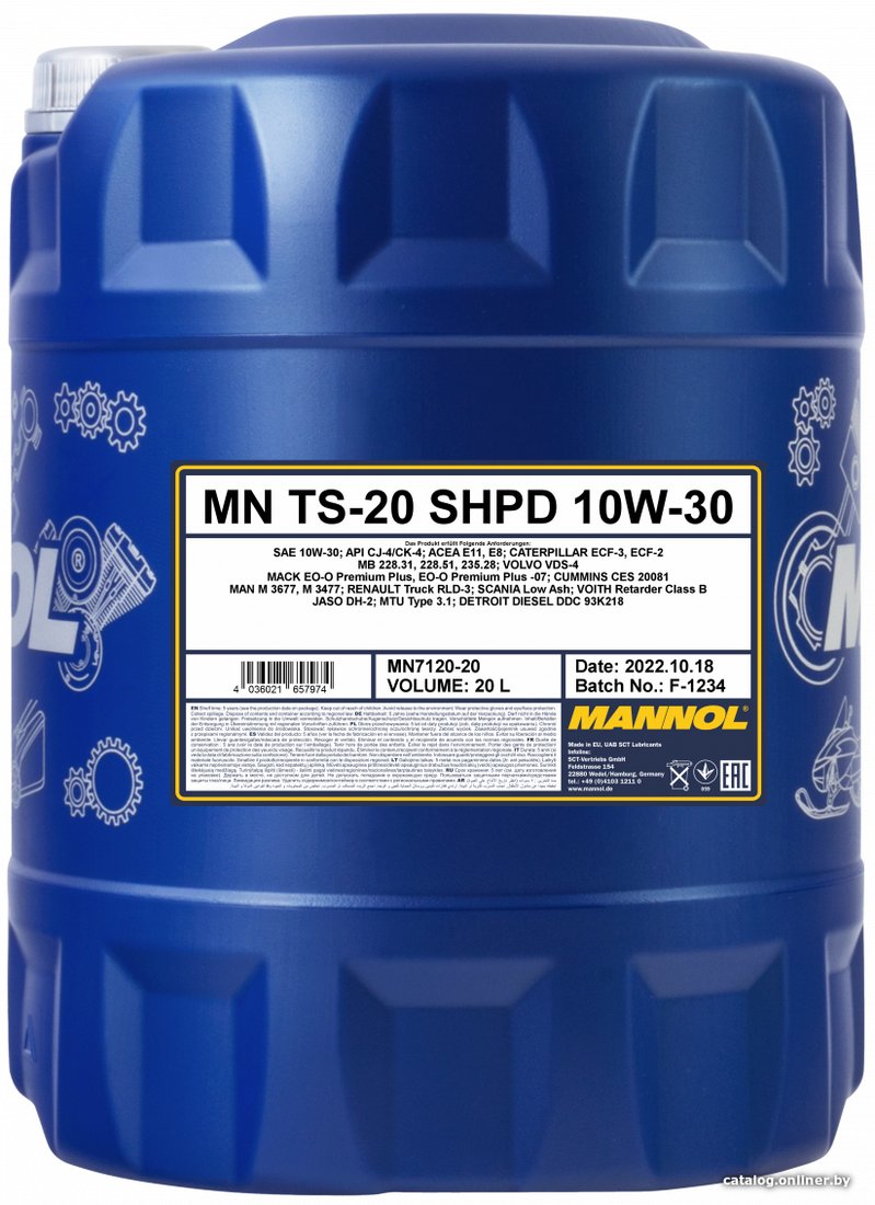 Моторное масло Mannol TS-20 SHPD 10W-30 20л