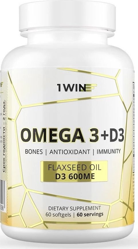 

БАД 1WIN Omega-3+Витамин D3 600МЕ 300% (60 капсул)