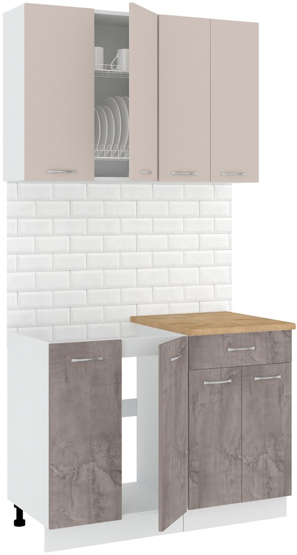 

Готовая кухня Кортекс-мебель Корнелия Лира-лайт 1.1м (капучино/оникс/дуб бунратти)