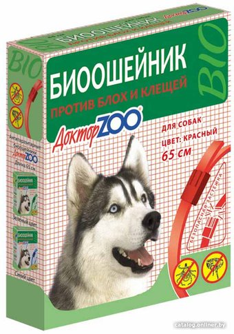 Ошейник от блох и клещей Доктор ZOO Для собак от блох/клещей (65см, красный)