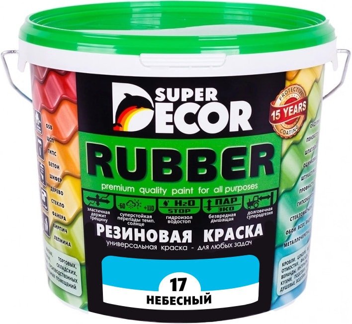 

Краска Super Decor Rubber 6 кг (№17 небесный)