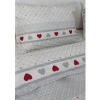 Евро комплект постельного белья Swed House КПБ флан Евро (белый/серый/красный)