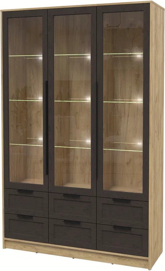 

Шкаф-витрина Интерлиния Концепт Тренд КТ-ШВ3 с подсветкой (дуб золотой/дуб английский)