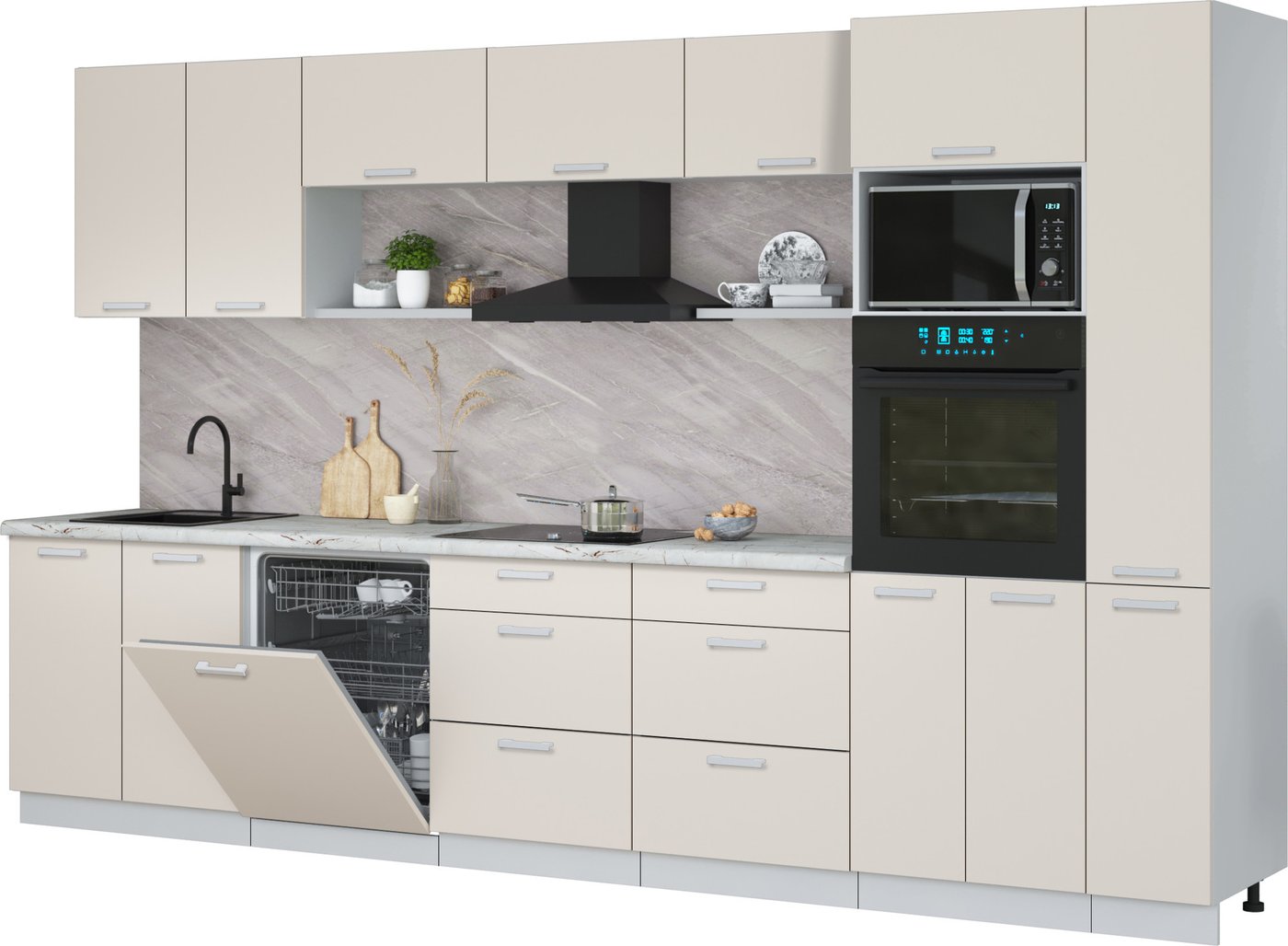 

Готовая кухня Интерлиния Мила Лайт 3.5-ПМ1 (персидский жемчуг/персидский жемчуг/серый каспий)