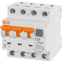 Дифференциальный автомат TDM Electric АВДТ-63/4P C25 30мА тип А SQ0202-0018 в Борисове