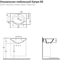 Умывальник Керамин Капри 65 (мебельный с отверстием)