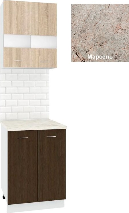 

Готовая кухня Кортекс-мебель Корнелия Экстра 60рс2д (дуб сонома/венге/марсель)