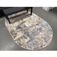 Ковер для жилой комнаты Radjab Carpet Бьянка Овал D056A 8793RK-B (1.2x1.8, Cream Shirink/Vizon Fdy)