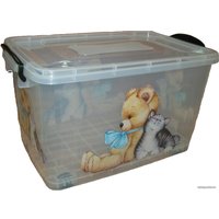 Ящик для хранения Росспласт Мишка и Котeнок 50 л (прозрачный)