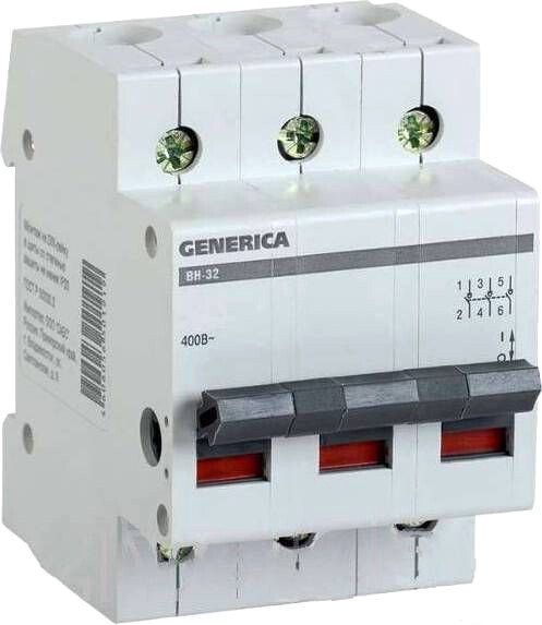 

Выключатель нагрузки Generica ВН-32 3Р 25А MNV15-3-025